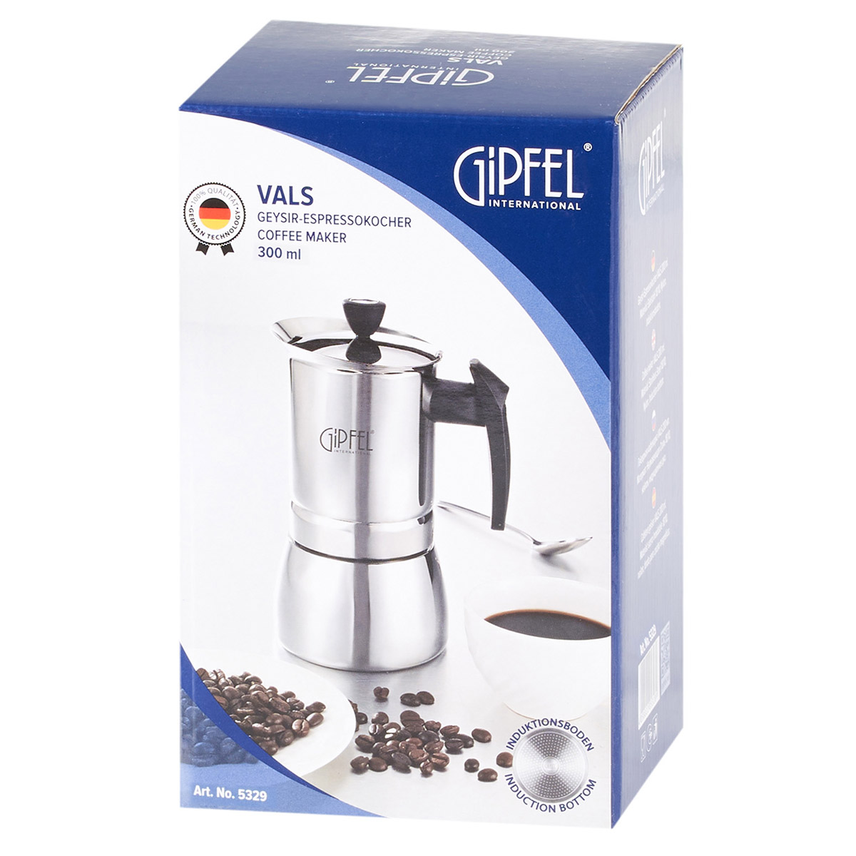 картинка 5329 GIPFEL Гейзерная кофеварка VALS 14,2х20,0см/300мл на 6 чашек от магазина Gipfel