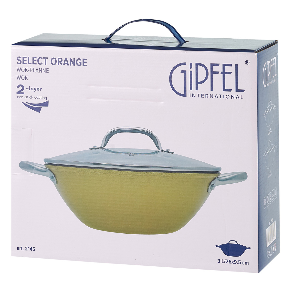 картинка 2145 GIPFEL Кастрюля SELECT ORANGE 26х9,5см/3л со стеклянной крышкой, Материал: чугун, внутреннее 2-х слойное антипригарное покрытие Ilag, снаружи: высокотемпературное покрытие, цвет желтый, ручка: нержавеющая сталь SS 201 от магазина Gipfel