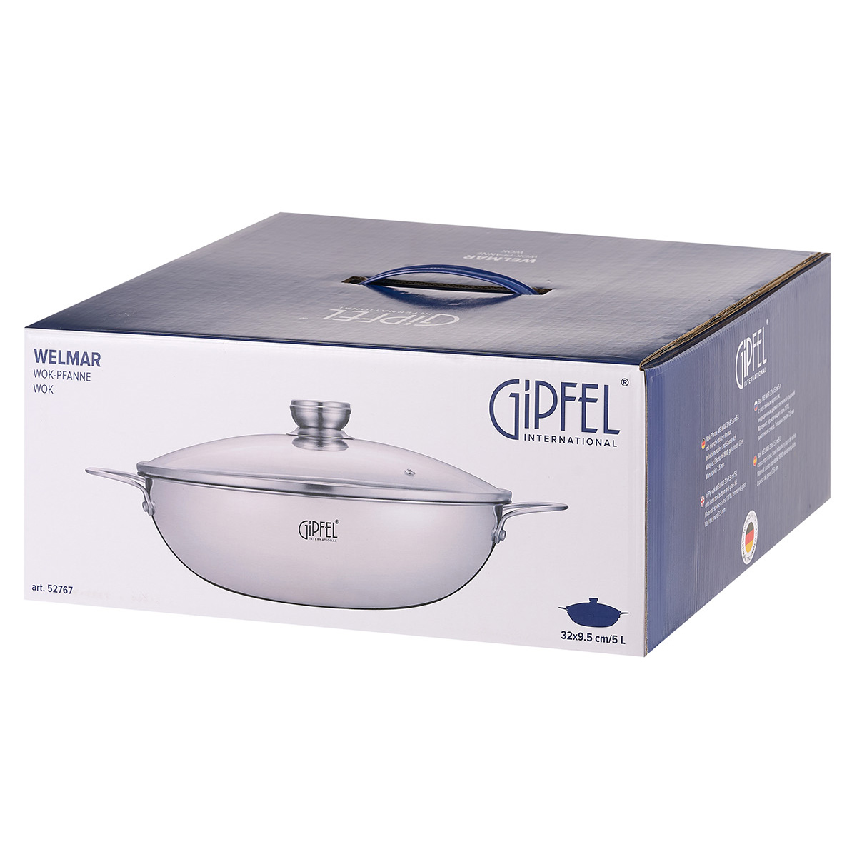 Вок из нержавеющей стали Gipfel Welmar 52767 32 см/5 л фото
