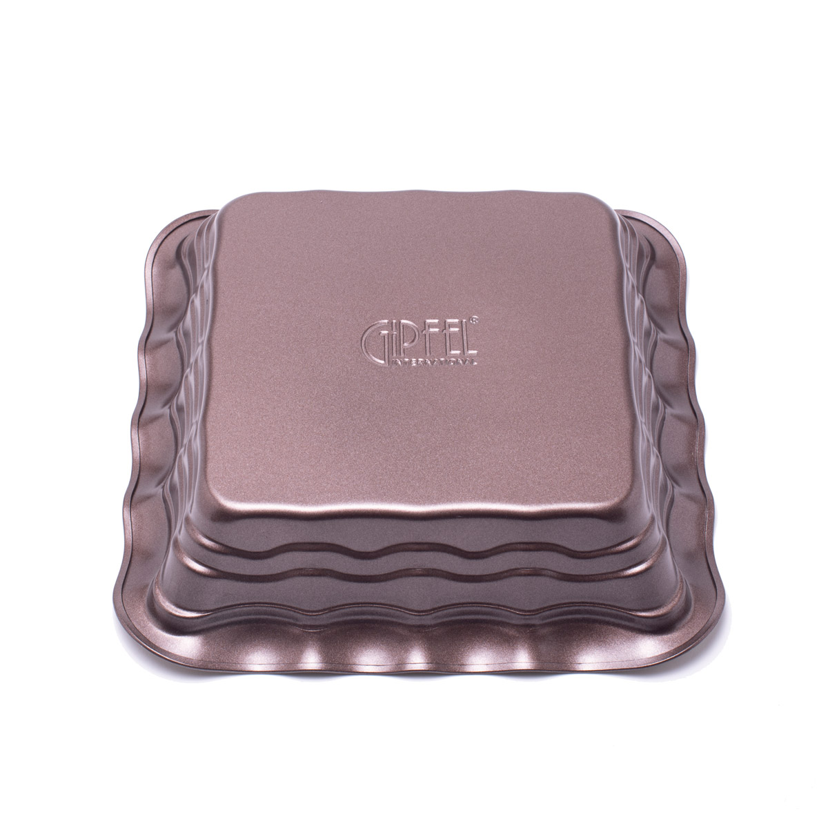 картинка 1895 GIPFEL Форма для выпечки OVEN 25,3x25,3x5,0см квадратная с антипригарным покрытием Whitford. Цвет: внутри кремовый, снаружи коричневый. Материал: Углеродистая сталь от магазина Gipfel
