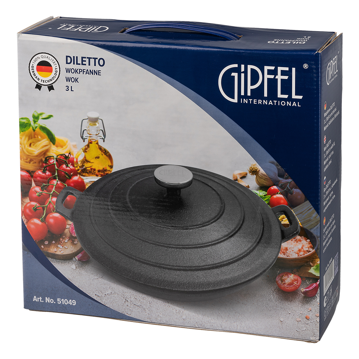 Чугунная сковорода-вок Gipfel Diletto 51049 30 см/3 л фото